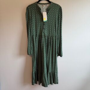 NWT - Boden Green Button Jersey Midi Dress, size 6P